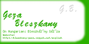 geza bleszkany business card